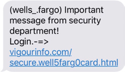 A text message SMiShing attack example