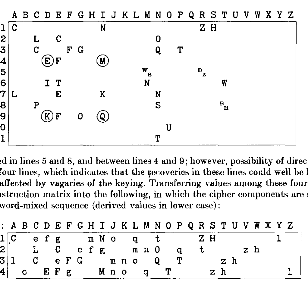 Sequence reconstruction matrix