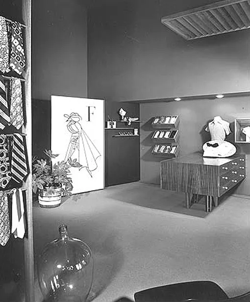 Interior view of the Monte Factor Men's Store in Beverly Hills, 1947, designed by Alvin Lustig