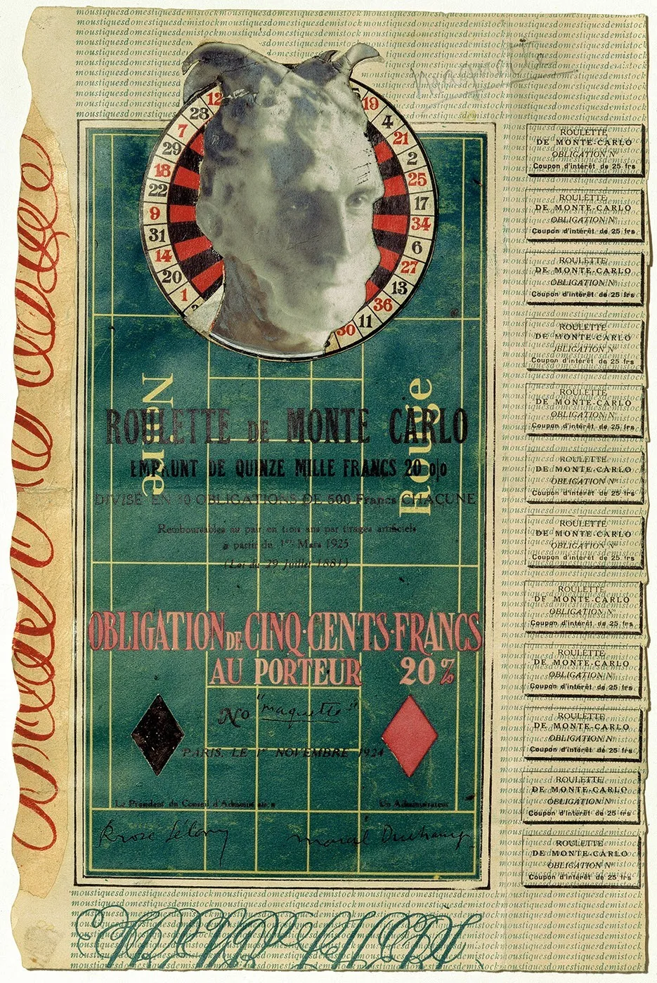 Marcel Duchamp's Monte Carlo Bond collage
