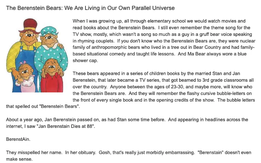 The Berenstein Bears family standing together