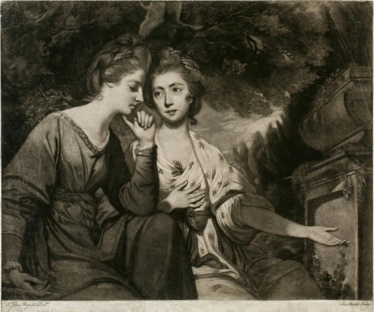 A print of Sir Joshua Reynolds' painting, Mrs. Bouverie and Mrs. Crewe (Et in Arcadia Ego), 1770