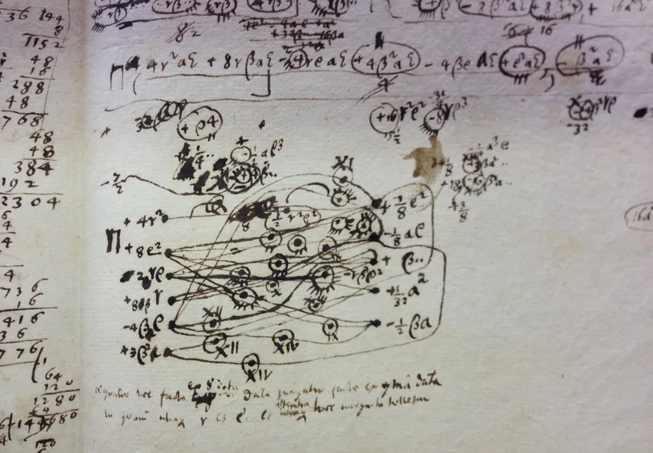 Leibniz, notebook diagram, 17th C (a Shoggoth?)