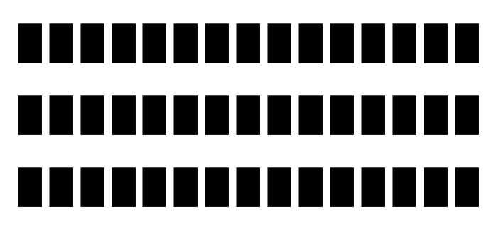 A pattern of three rows of black rectangles