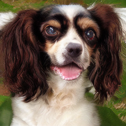 Comparison of bicubic, LDM-SR, and LDM-BSR upscaling results on a dog image.