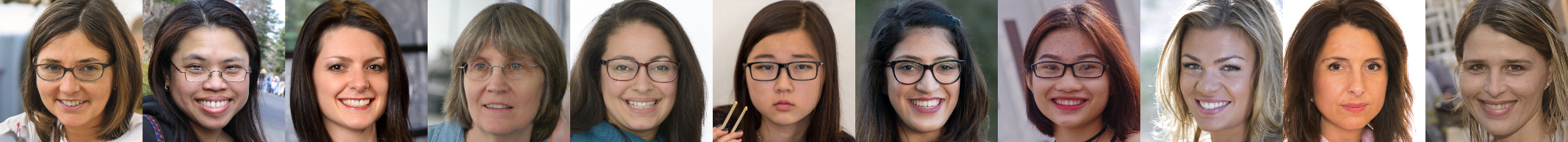 A grid of face images showing nearest neighbors on the FFHQ dataset.