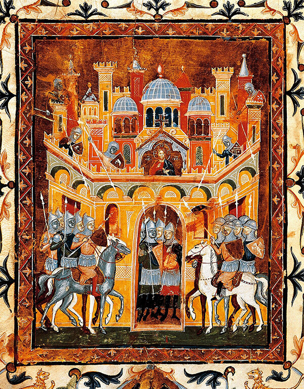 A medieval miniature depicting the Crusaders' siege of Jerusalem