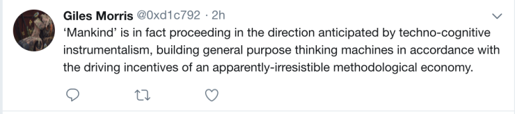 A tweet by Giles Morris