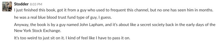 Screenshot of a Slack message from user Stodder